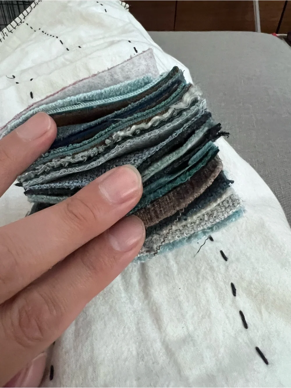 Mixed Crafting Fabric Swatches & Textures | Blue Teal & Gray Tones Bundle 20 3x3